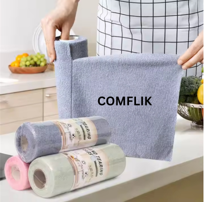 Comflik Reusable Microfiber Cleaning Cloth Roll (50 PCS)