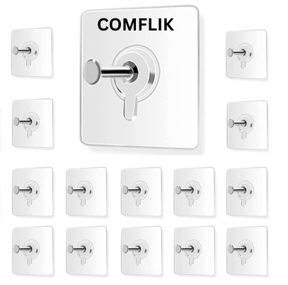 Comflik Reusable Adhesive Wall Hooks (Pack of 10)